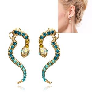 🆕 Crystal Studded Snake Drop Earrings